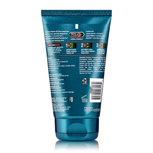 Himalaya Men's Intense Oil Clear Lemon Face Wash, Deep Cleaning Daily Facial Cleanser, 3.38 fluid_ounces